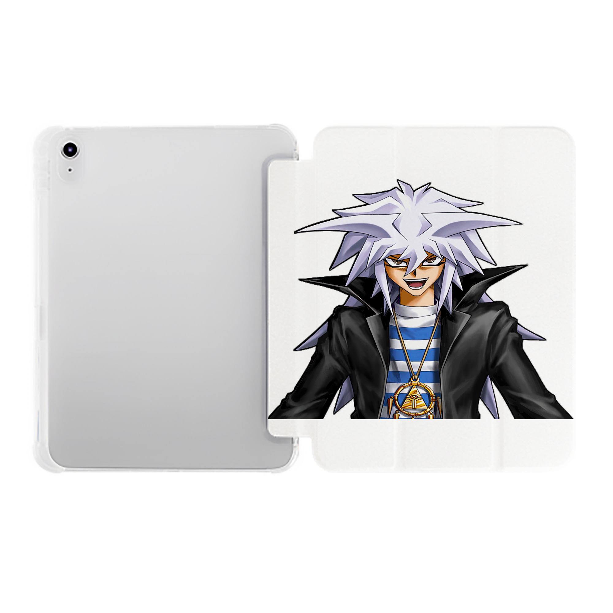 （画像用） 遊☆戯☆王 Yu-Gi-Oh! IPad ケース ペン収納付き 三つ折りスタンド PUレザー×シリコン 対応機種9.5/10.5/10.9インチ